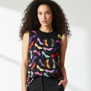 Chaser Heel Print Sleeveless Graphic Top M